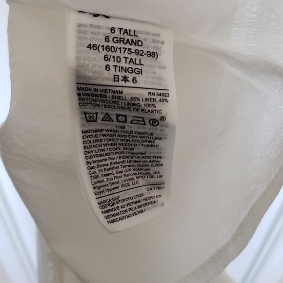 (Tall) NWT Gap White V-Neck Linen Puff-Sleeved Midi Dress - Picture 15 of 15